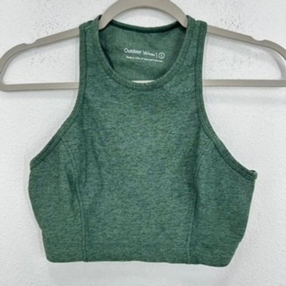 Outdoor Voices Crop Top Racerback Sports Bra Green Activewear Size Small